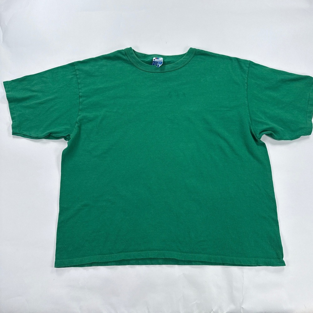 Vintage 90s Champion T Shirt Mens 2XL Blank Green Made in USA Short sleeve